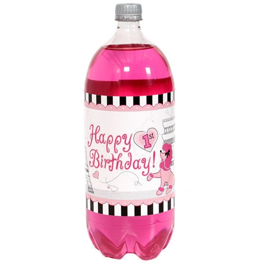 Paris 1st Birthday Bottle Labels 2-liter Soda,  5 x 15 inch,  set of 8