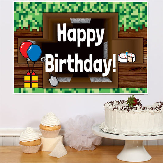 Pixel Craft Party Sign,  12.5 x 18.5 inch,  set of 3
