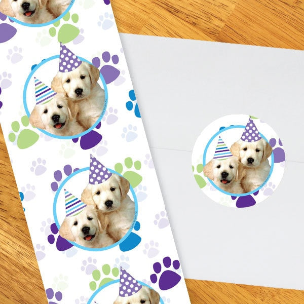 Puppy Dog Circle Stickers,  2 inch,  set of 60