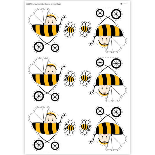 Bumble Bee Baby Shower Activity Sheet DIY Decor,  12.5 x 18.5 inch,  4 sheets
