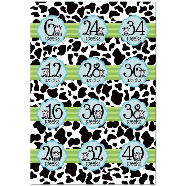 Cow Lil Calf Blue Baby Maternity Large Stickers,  4 inch diameter,  set of 12