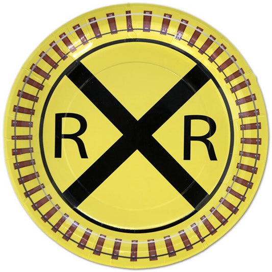 Railroad Crossing Dinner Plates,  9 inch,  8 count