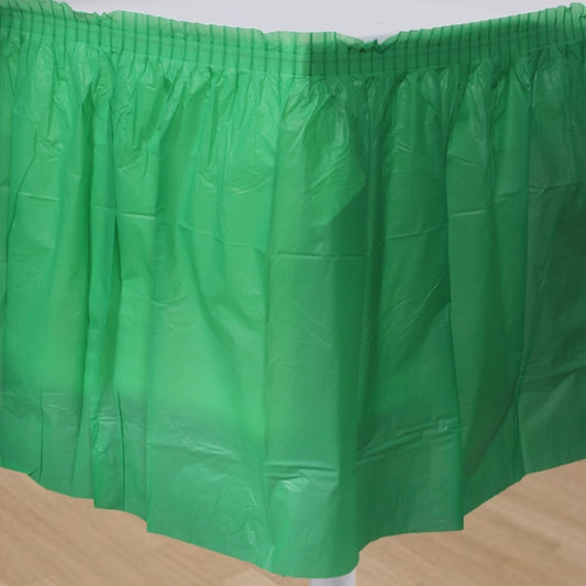 Green Table Skirt, Plastic,  14 ft x 29 in,  1 ct