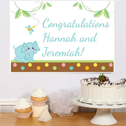 Elephant Dots Party Poster Personalized,  12.5 x 18.5 inch,  set of 3