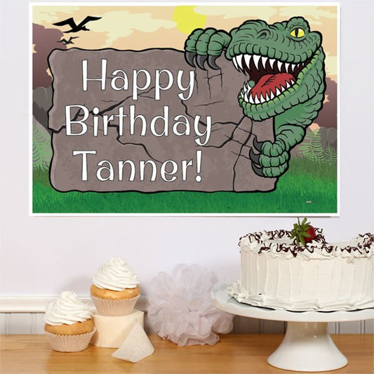 Dinosaur T Rex Party Poster Personalized,  12.5 x 18.5 inch,  set of 3