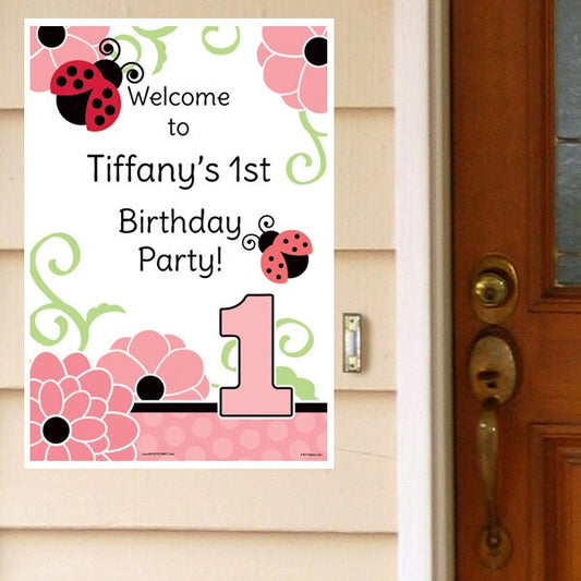 Lil Ladybug 1st Birthday Door Greeter Personalized,  12.5 x 18.5 inch,  set of 3