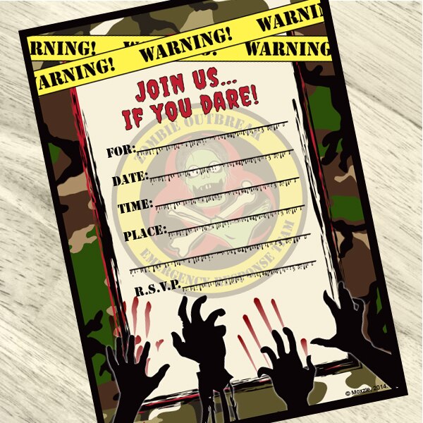 Zombie Invitations Fill-in with Envelopes,  4 x 6 inch,  set of 16