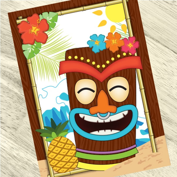 Tiki Invitations Fill-in with Envelopes,  4 x 6 inch,  set of 16