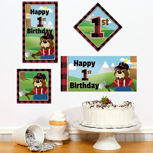 Lil Lumberjack 1st Birthday Sign Cutouts,  6, 8, 10, and 12 inch,  set of 16