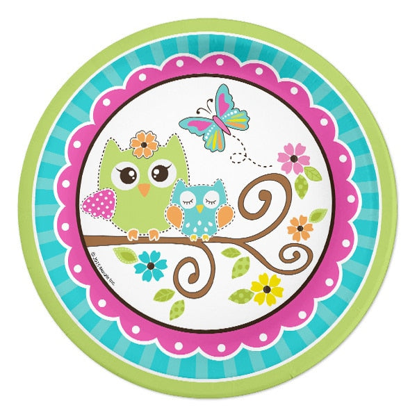 Lil Owl 1st Birthday Dessert Plates,  7 inch,  8 count