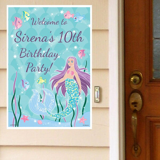 Mermaid Sparkle Door Greeter Personalized,  12.5 x 18.5 inch,  set of 3