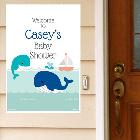 Lil Whale Blue Door Greeter Personalized,  12.5 x 18.5 inch,  set of 3