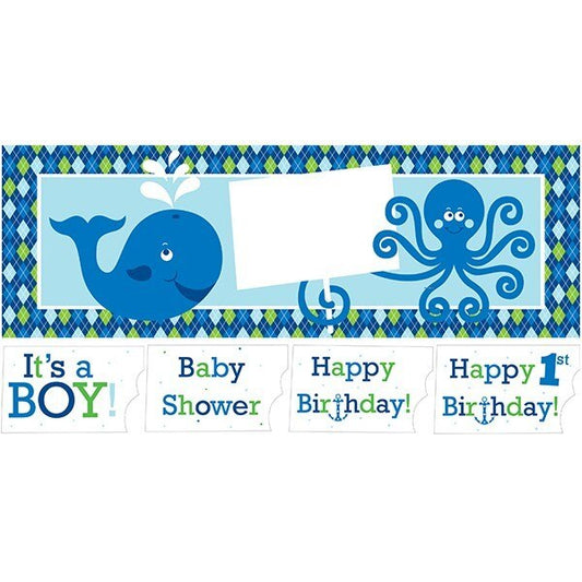 Ocean Boy Large Banner with Birthday or Baby Options