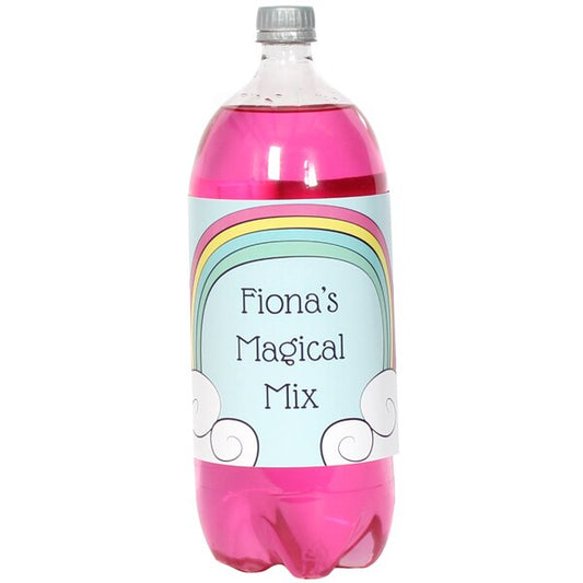 Unicorn Rainbow Bottle Labels Personalized 2-liter Soda,  5 x 15 inch,  set of 8